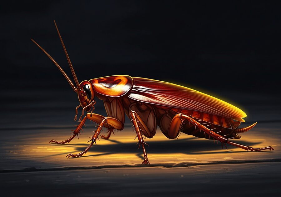 Close-up illustration of an American cockroach
